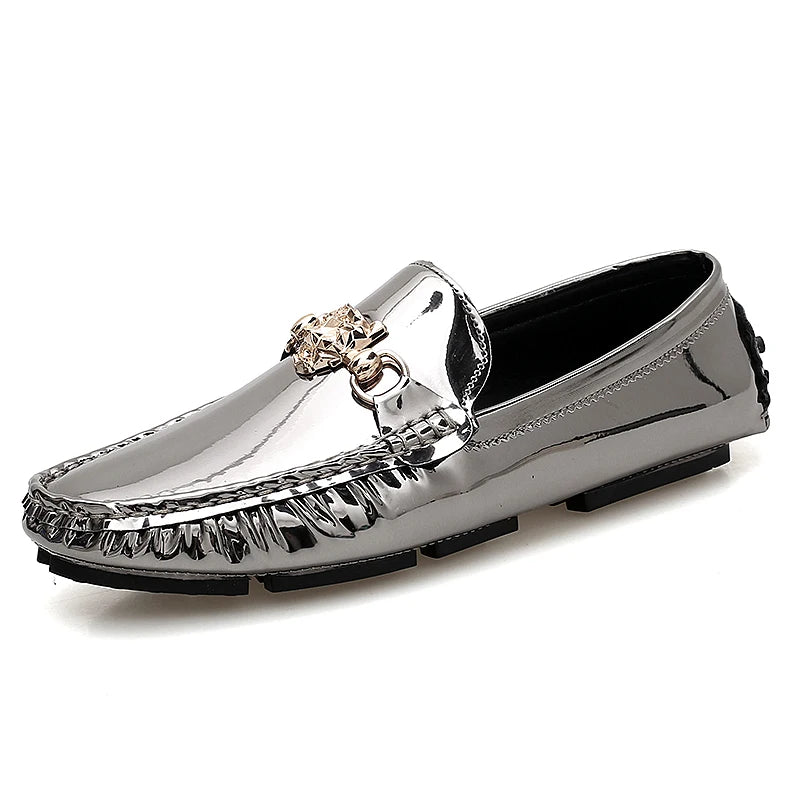 Men's Glossy Leather Slip-On Trendy Handmade Shoes