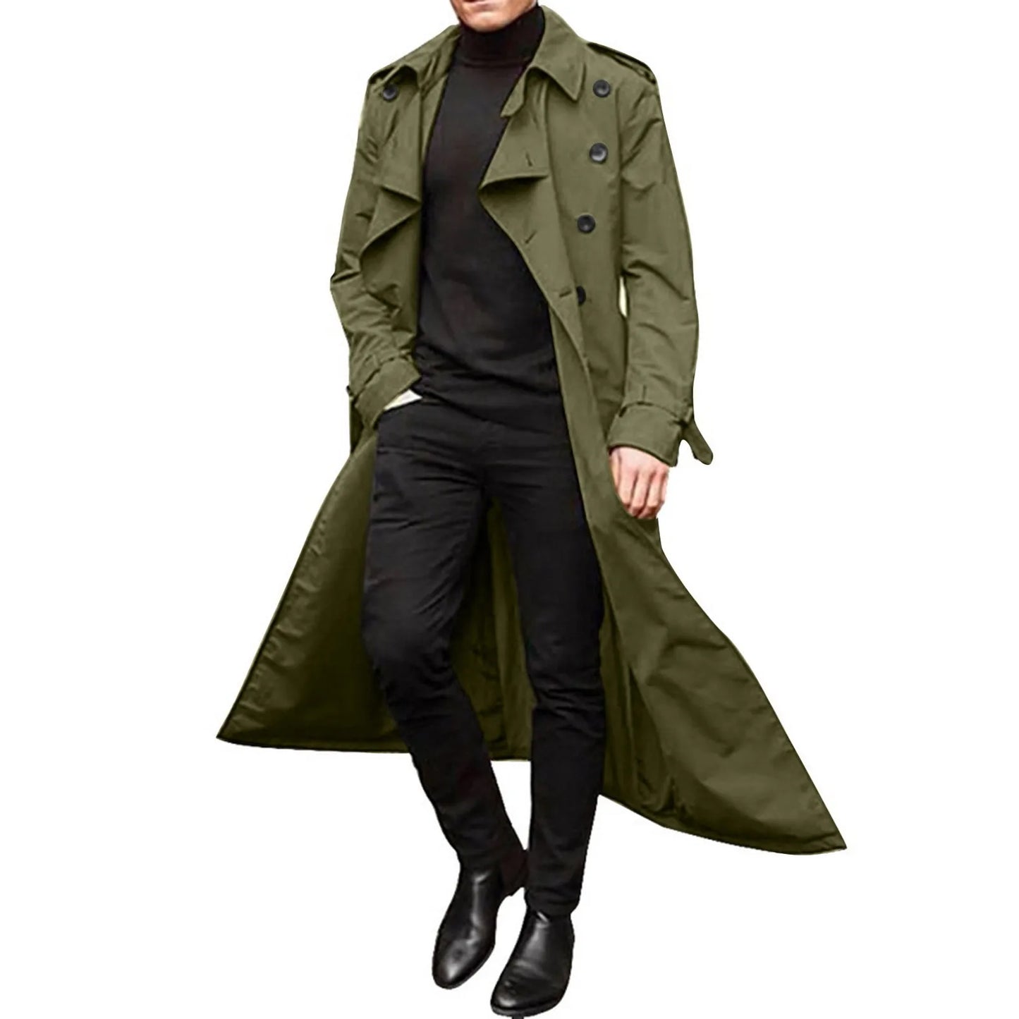 Men's Windbreaker Long Sleeve Trench Coat