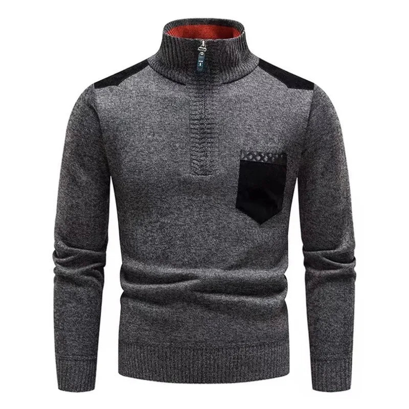 Men's  Cashmere Half Zipper Stand Collar Sweater Pullover