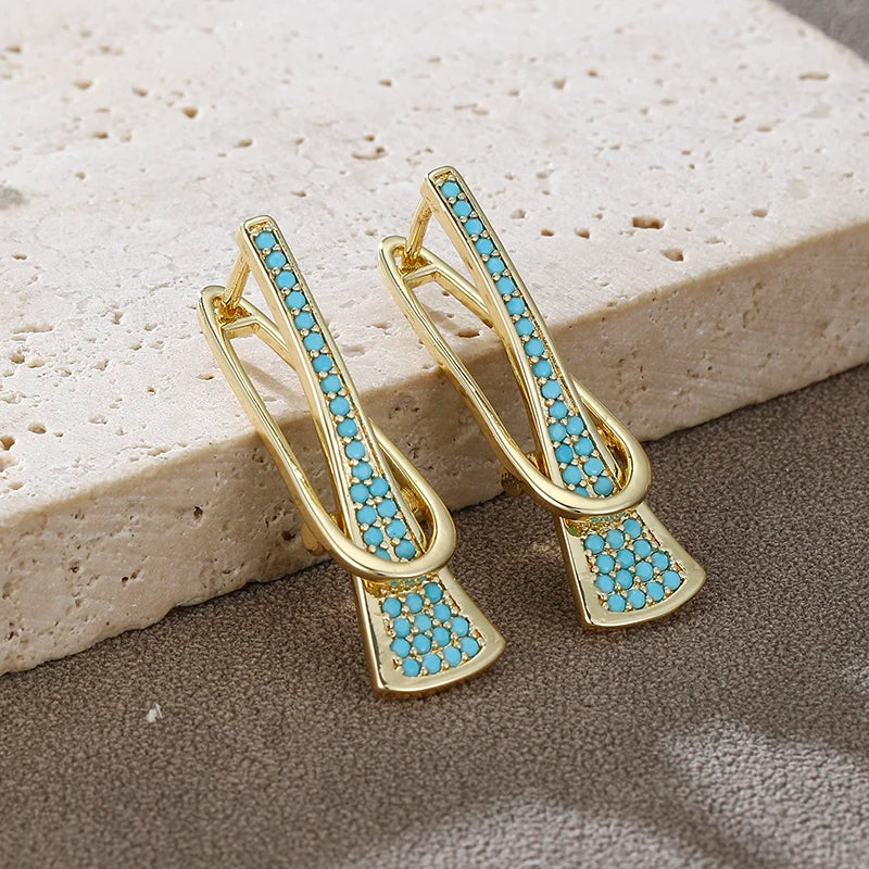 Ladies' Elegant Fashion Green Synthetic Turquoise Earrings