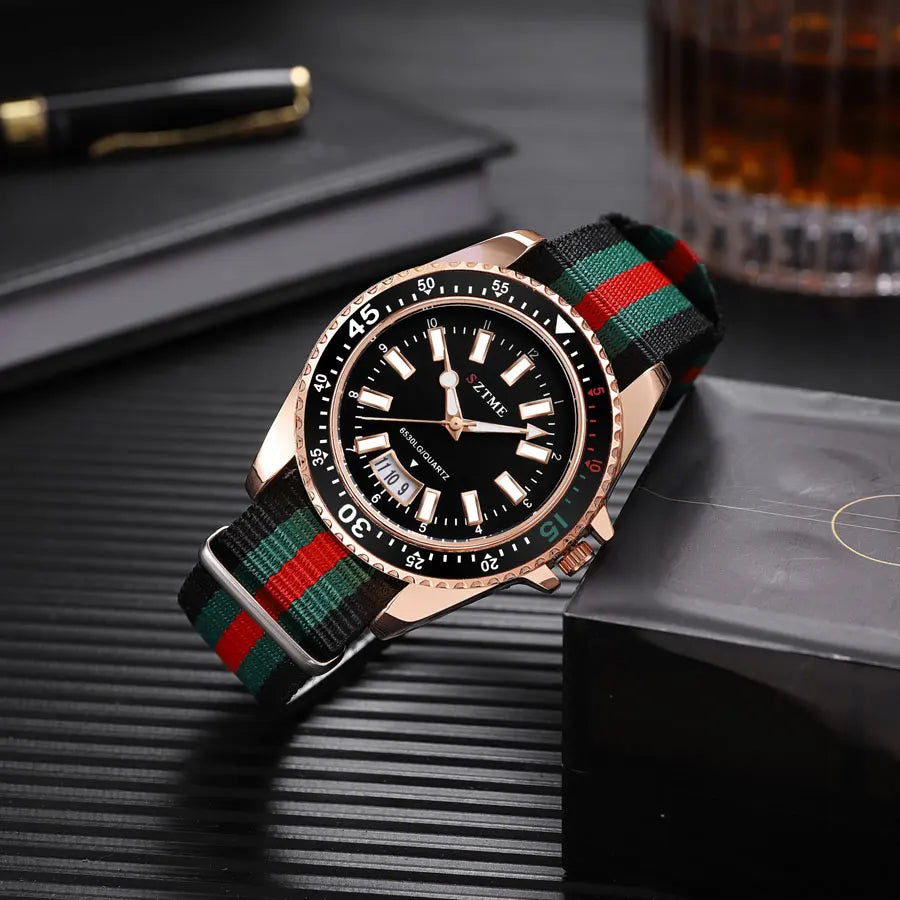 Men's Nylon Strap Calendar Simple Quartz Watch