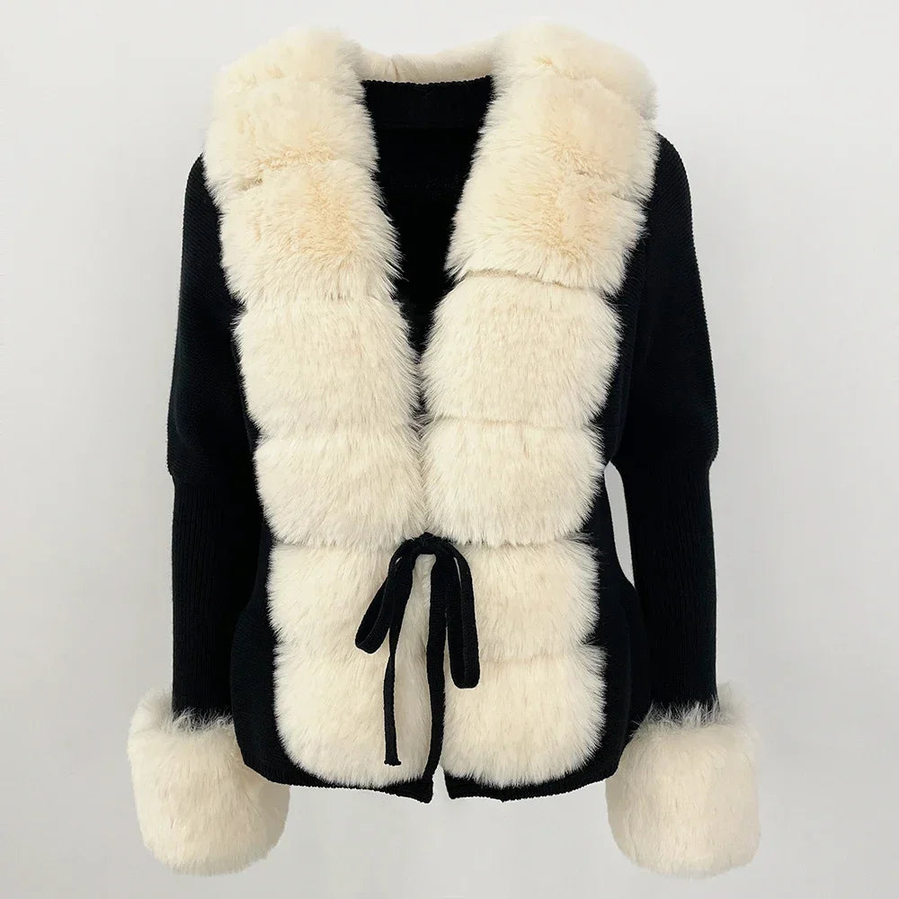 Women's Faux Fur Detachable Collar Coat