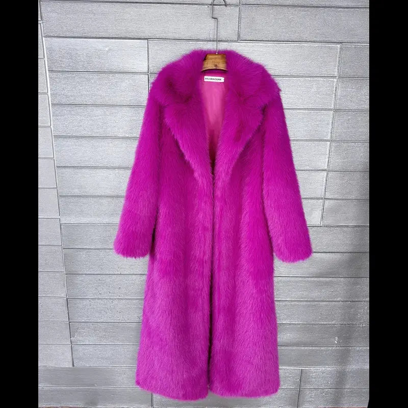 Women's Long Fluffy Faux Fur Coat