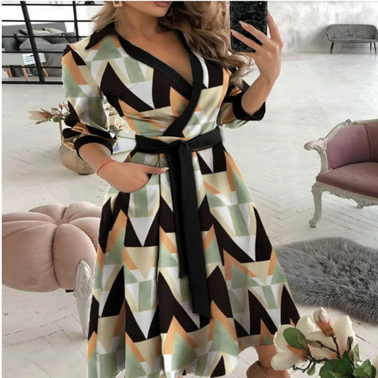 Women V-Neck Bat Sleeve Bohemian Sundress