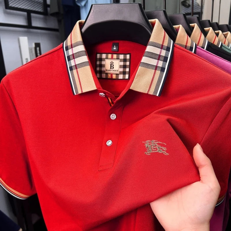 Men's Silk Cotton Short Sleeve Polo T-shirt