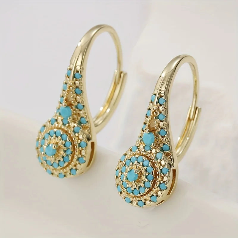 Ladies' Elegant Fashion Green Synthetic Turquoise Earrings