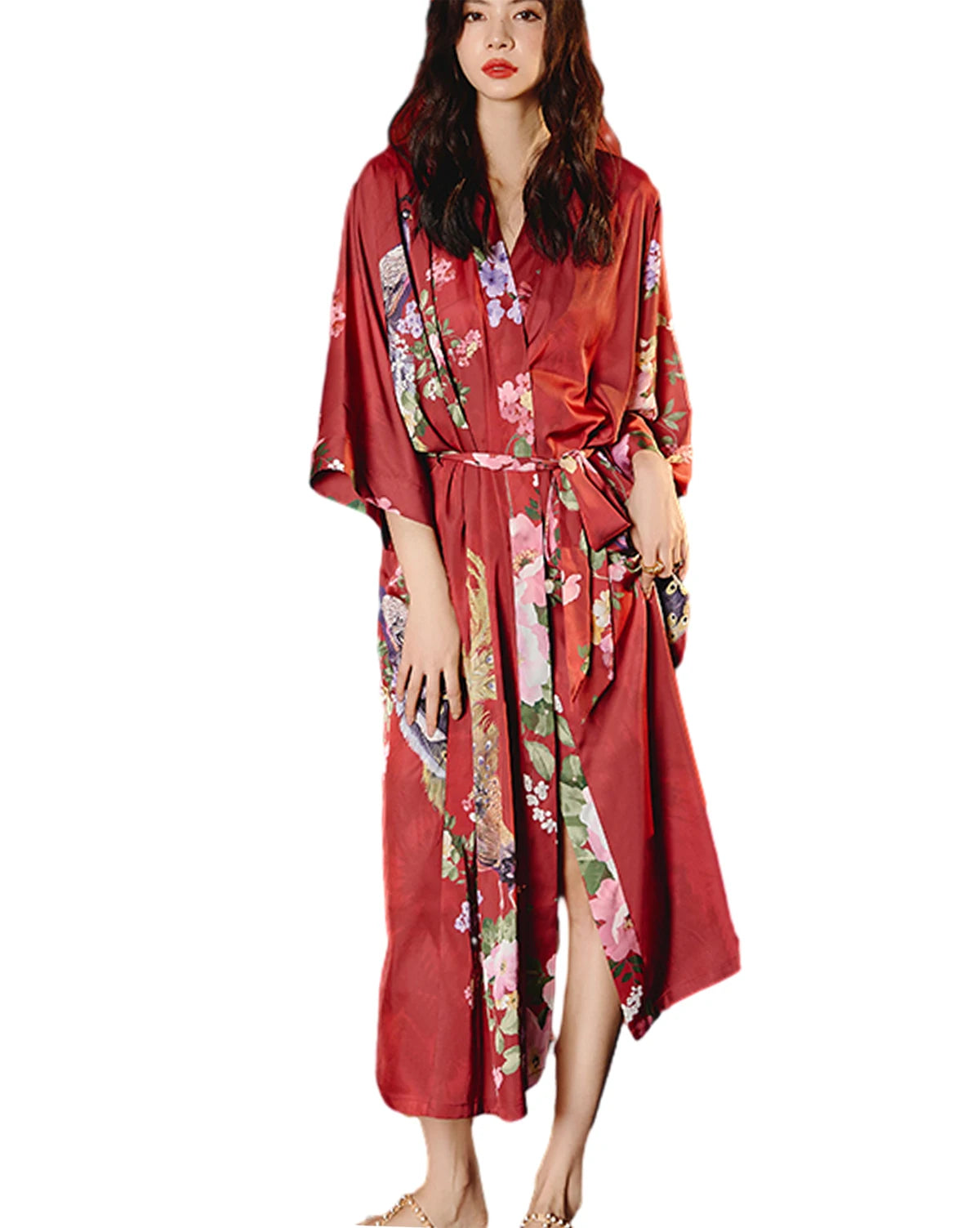 Women's Silk Satin Lightweight Soft Bathrobe Set