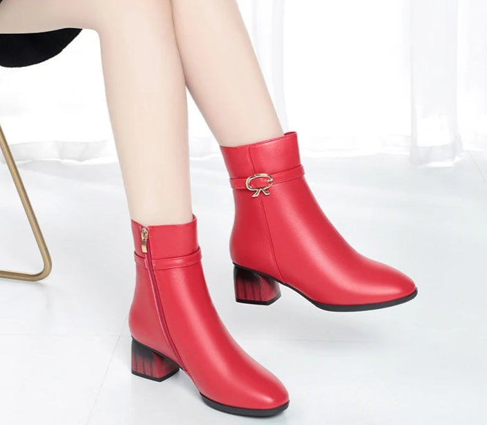 Women's Wool Genuine Leather Ankle Boots