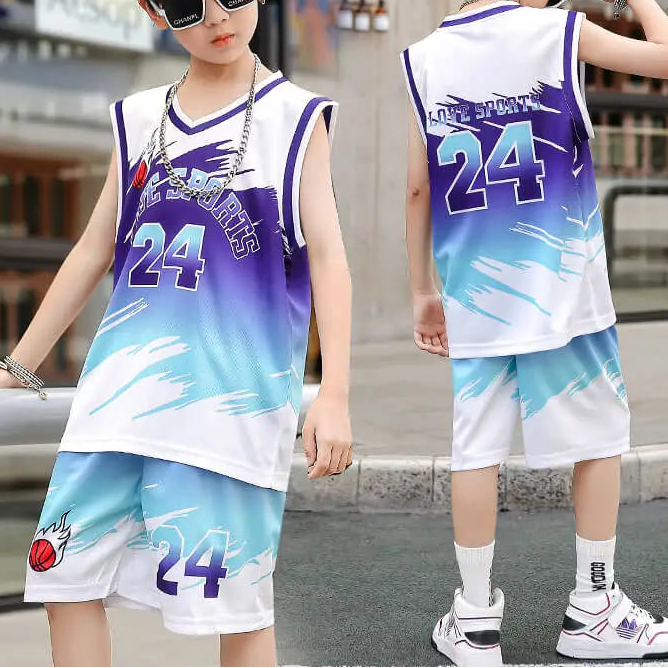 Kids 2Pcs Basketball Quick Drying Comfortable Tracksuit Set