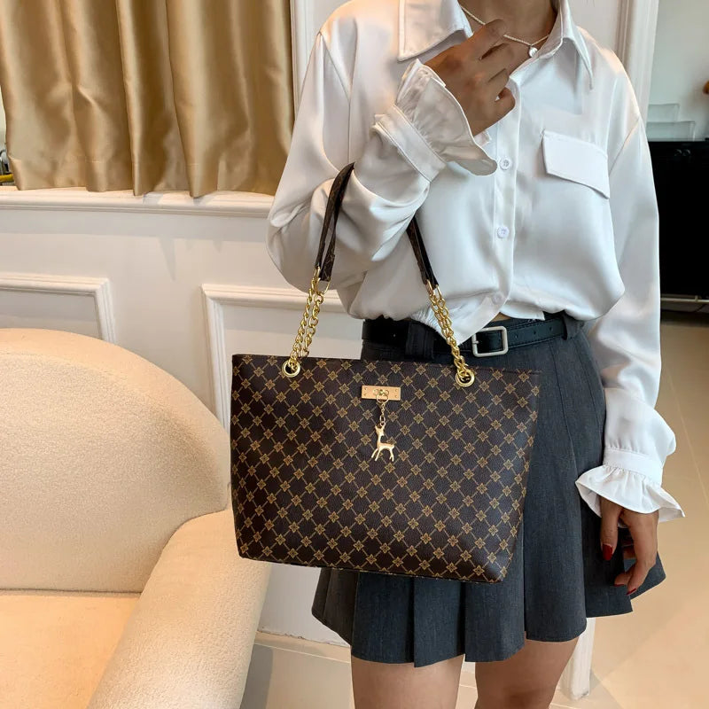 Women's Presbyopia Texture Soft Leather Large Capacity Handbag