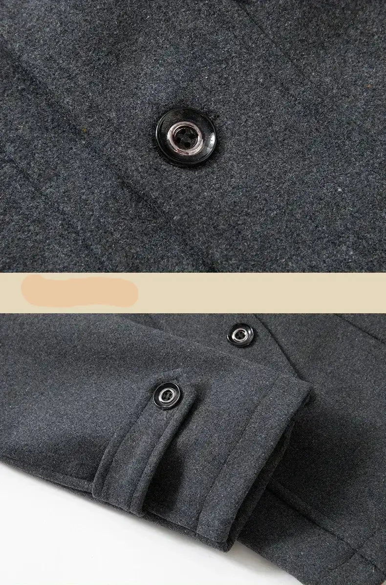 Men's Long Double Collar Windbreak Wool Trench Coat