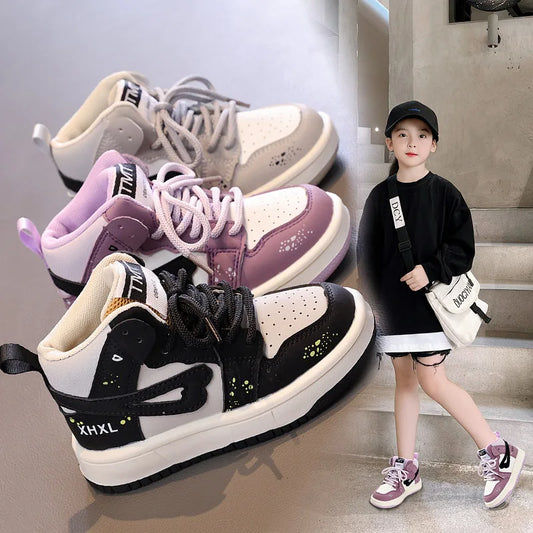 Kids Leisure Running High-Top Lace-Up Shoes Sneakers