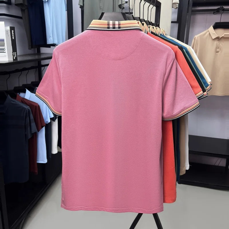 Men's Silk Cotton Short Sleeve Polo T-shirt