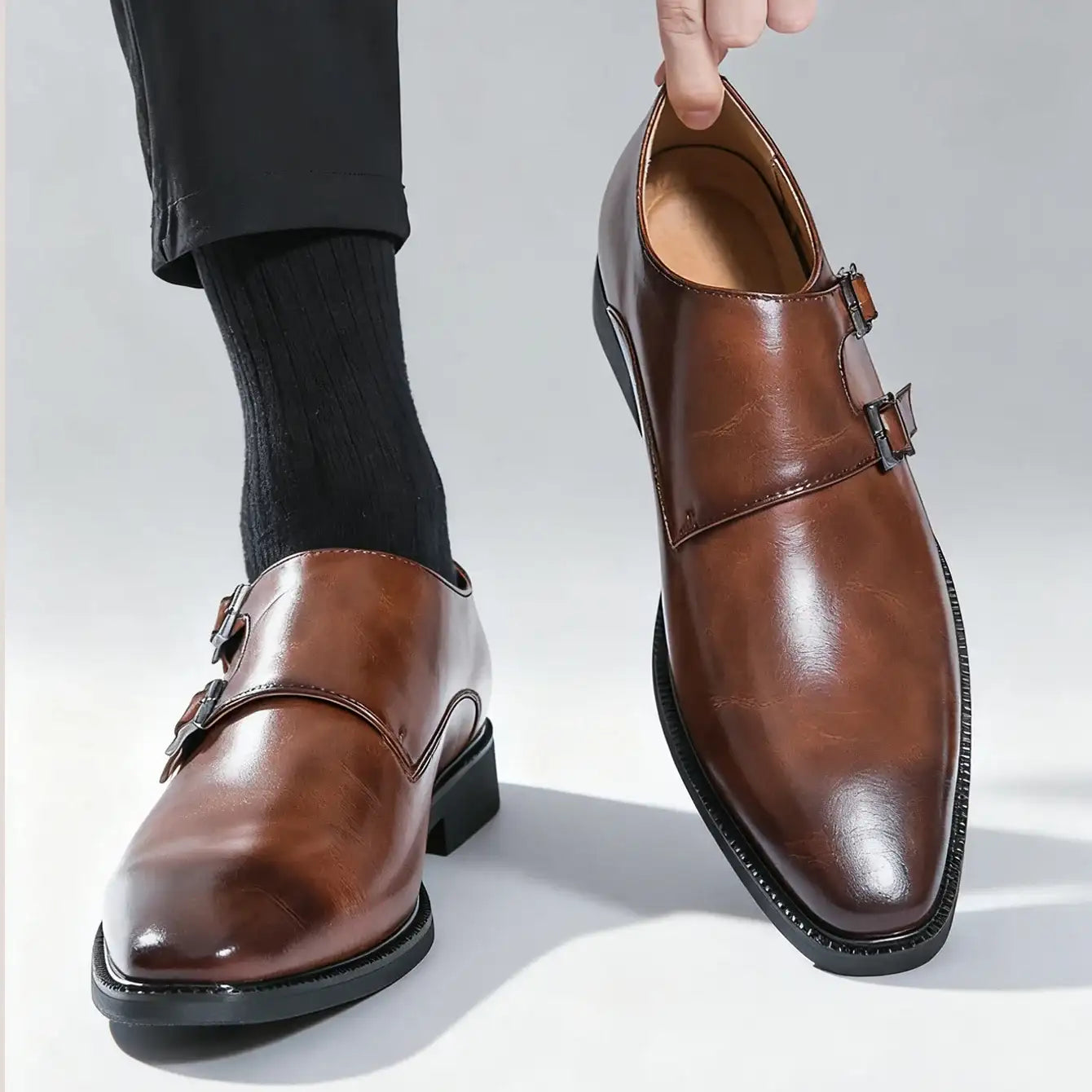 Men's Monk Leather Business Comfortable Oxfords Shoes