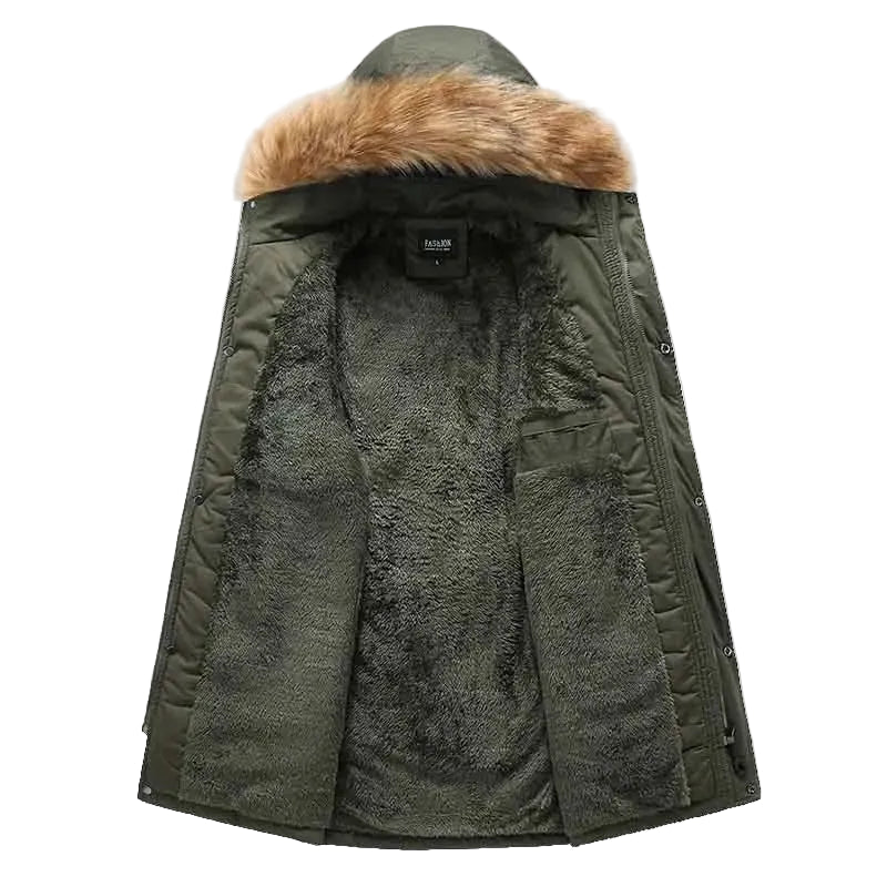 Men's Windproof Hooded Multi Pocket Fur Collar Jacket