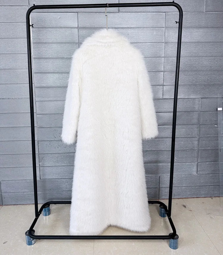 Women's Long Fluffy Faux Fur Coat