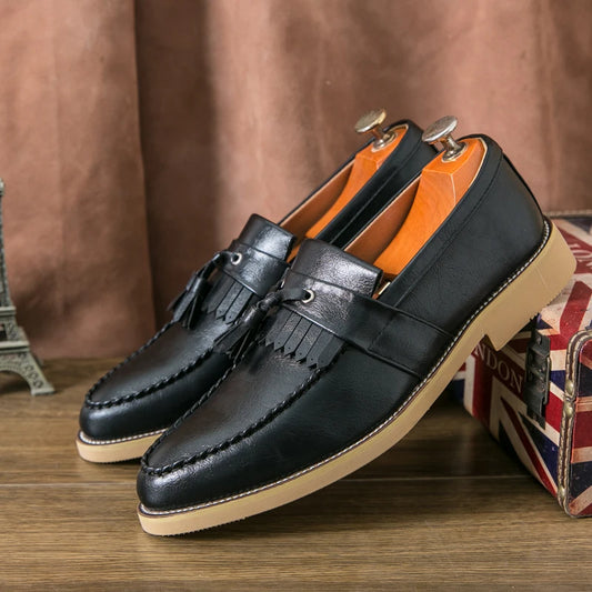 Men's British Style Leather Thick Bottom Loafers Shoes