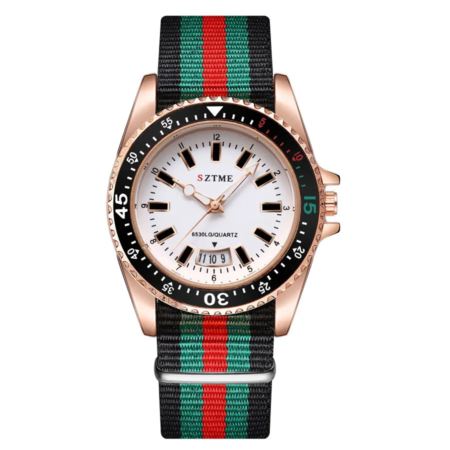 Men's Nylon Strap Calendar Simple Quartz Watch