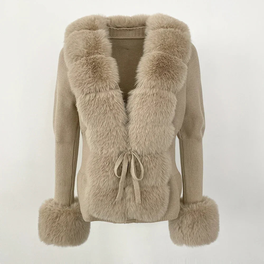 Women's Faux Fur Detachable Collar Coat