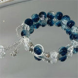 Women's Beaded Red Crystal Feather Pendant Bracelet