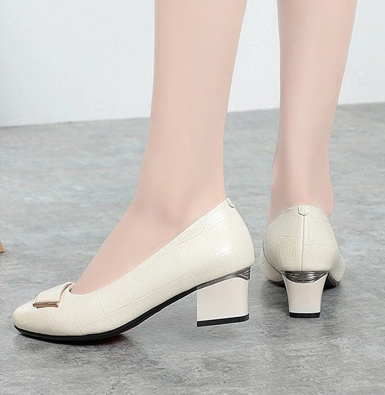 Women's Genuine Leather Mid Heel Shoes