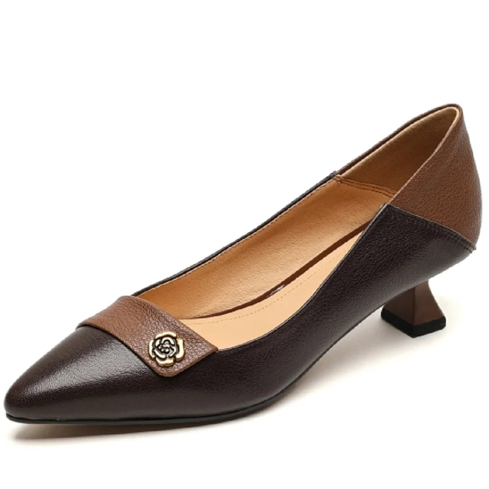Women's High Quality Leather High Heels Pumps Shoes