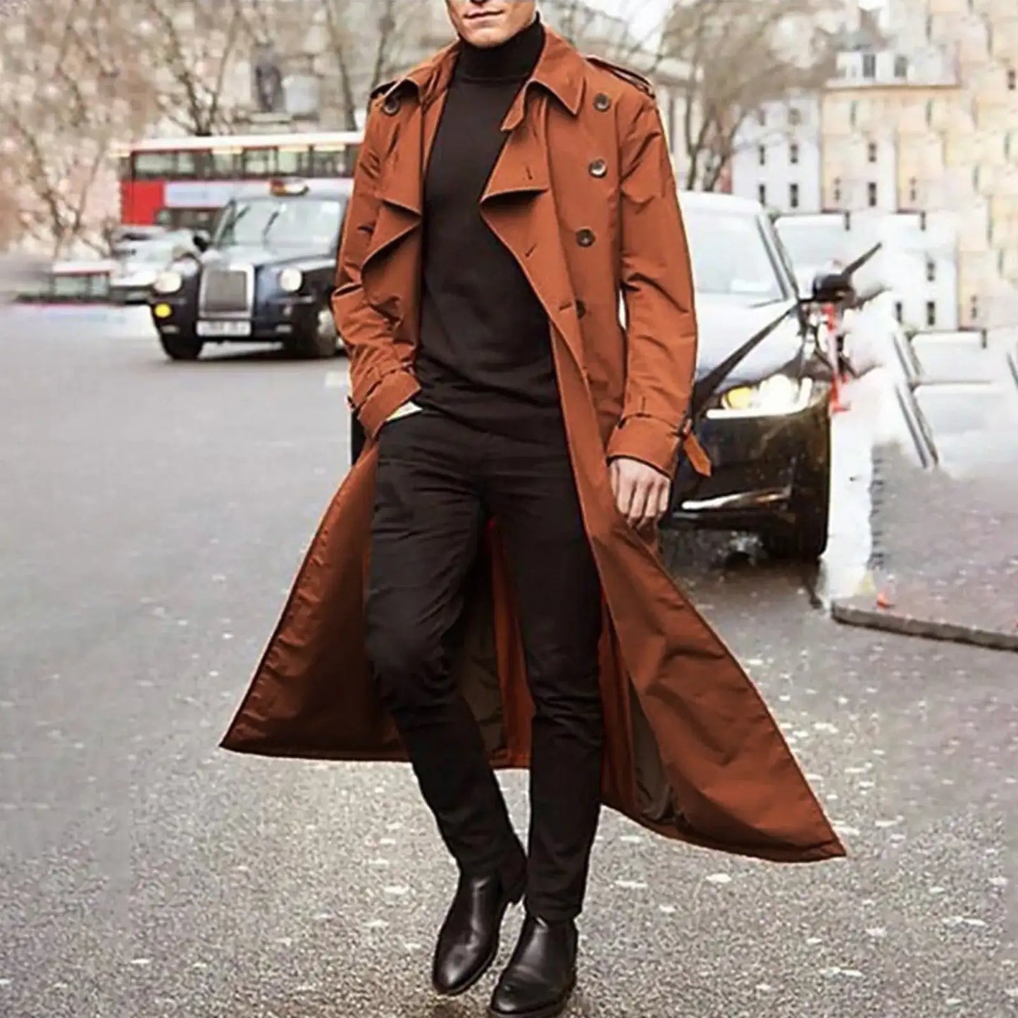 Men's Windbreaker Long Sleeve Trench Coat