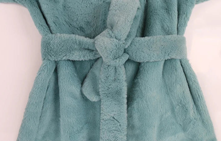 Women's Long Soft Fluffy Faux Rex Rabbit Fur Coat