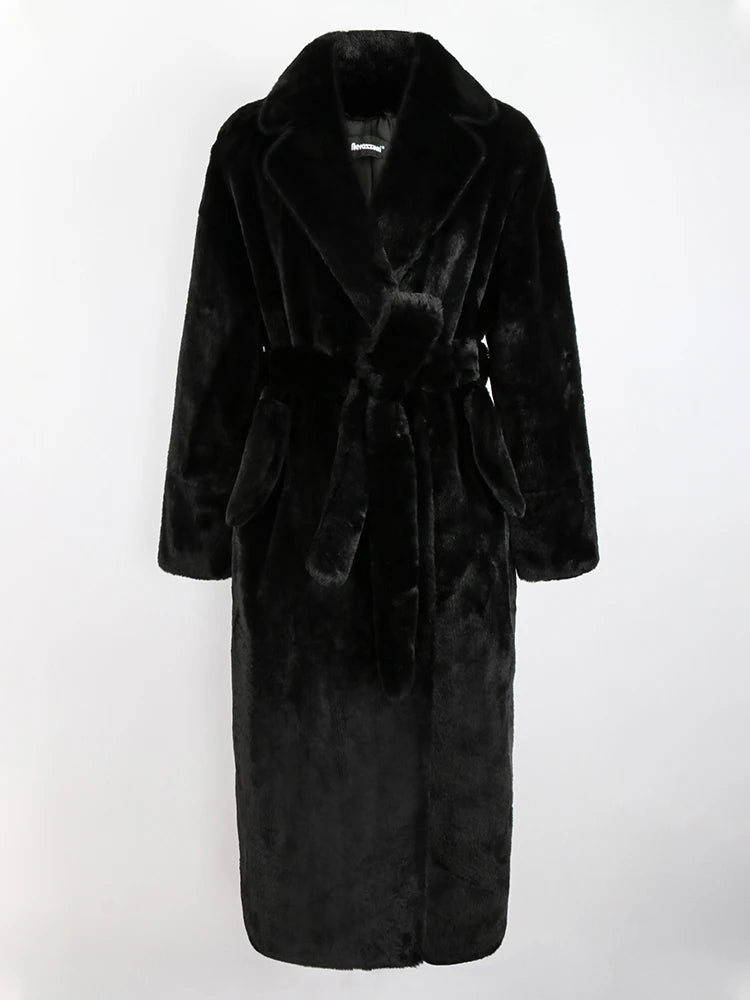 Women's Long Fluffy Faux Fur Coat