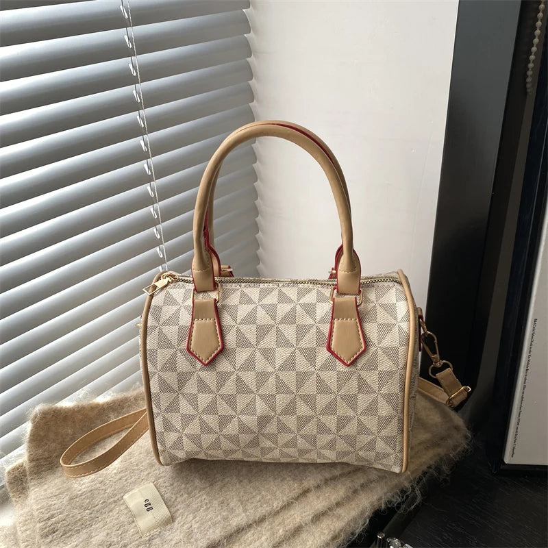 Women's Windmill Print PU Color Adjustable Strap Handbag