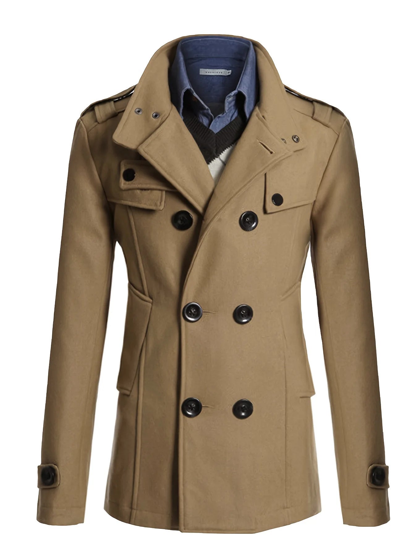 Men's Mid Length Woolen Coat