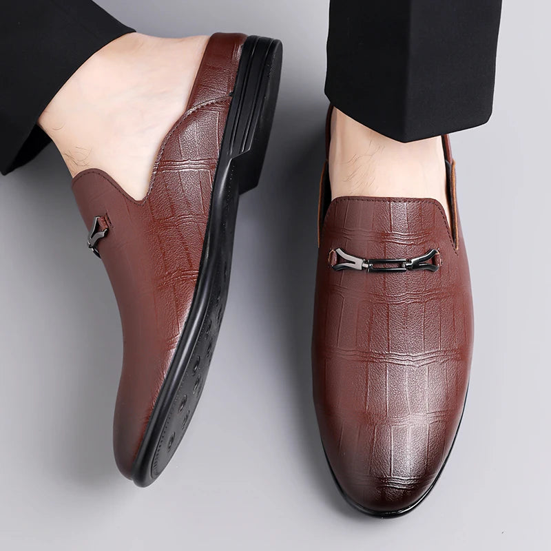 Women's Half Drag Genuine Leather Penny Slippers Loafers