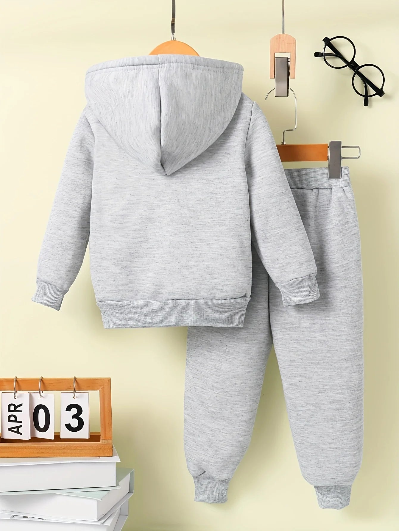 Baby 2Pcs Fleece Hooded Sweatshirt Pants Set