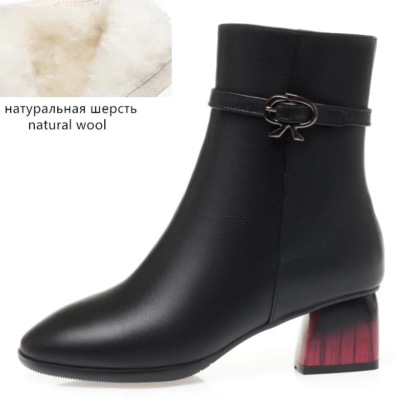 Women's Wool Genuine Leather Ankle Boots