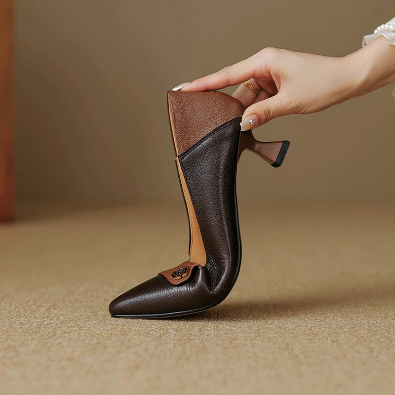 Women's High Quality Leather High Heels Pumps Shoes