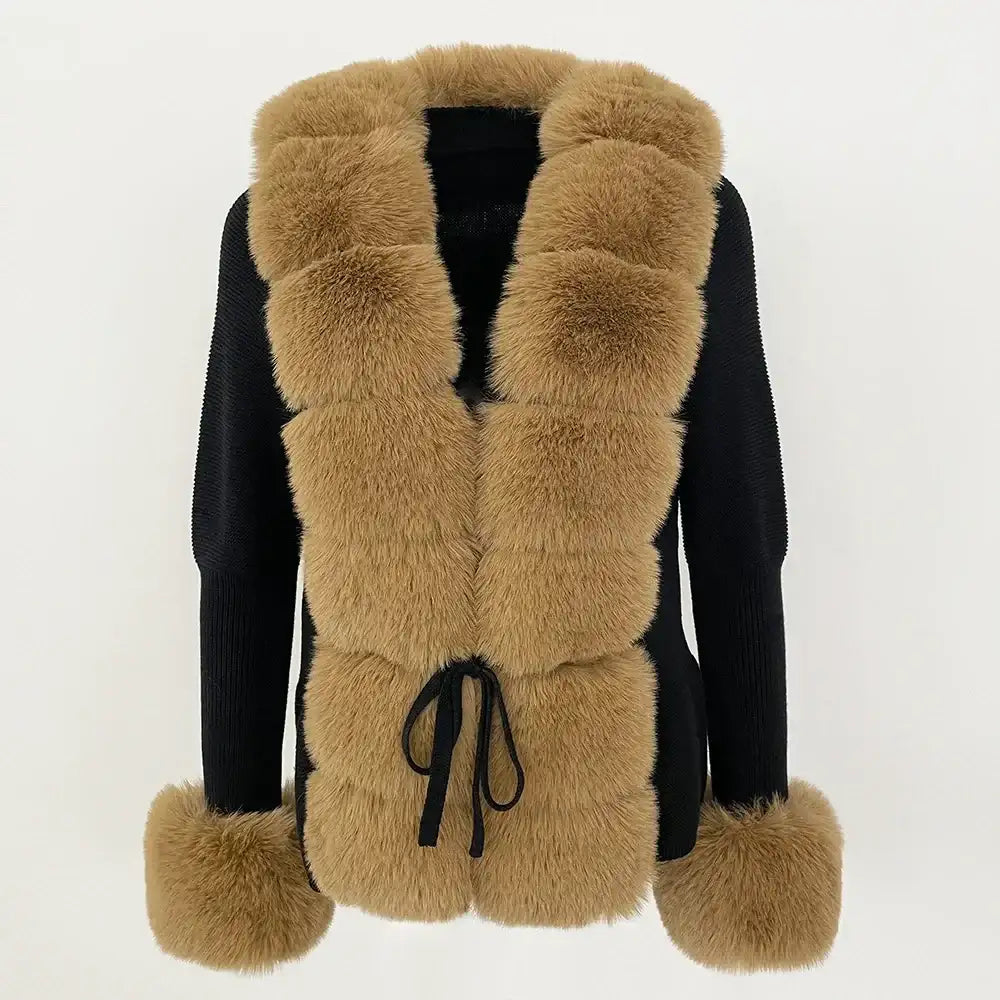 Women's Faux Fur Detachable Collar Coat