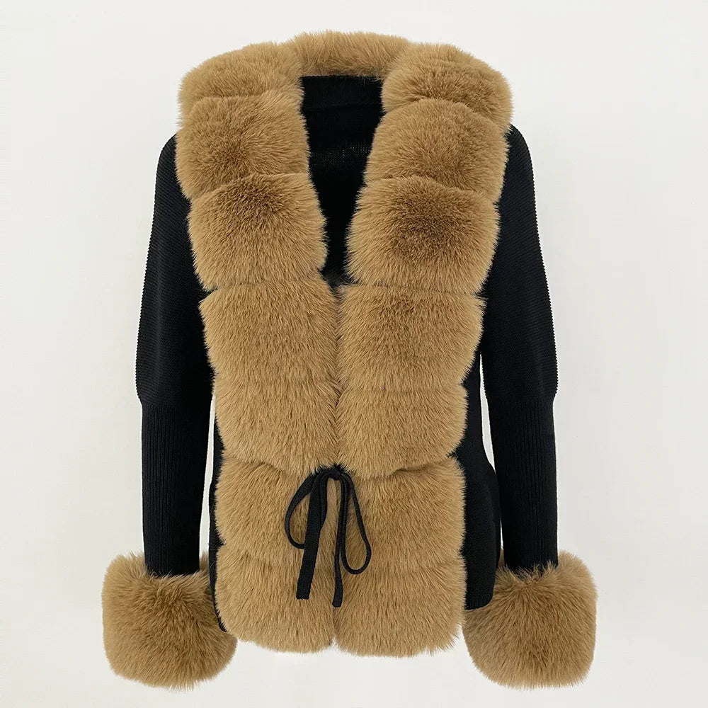 Women's Faux Fur Detachable Collar Coat