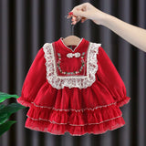 Girls Sweet Long Sleeve Little Princess Dress