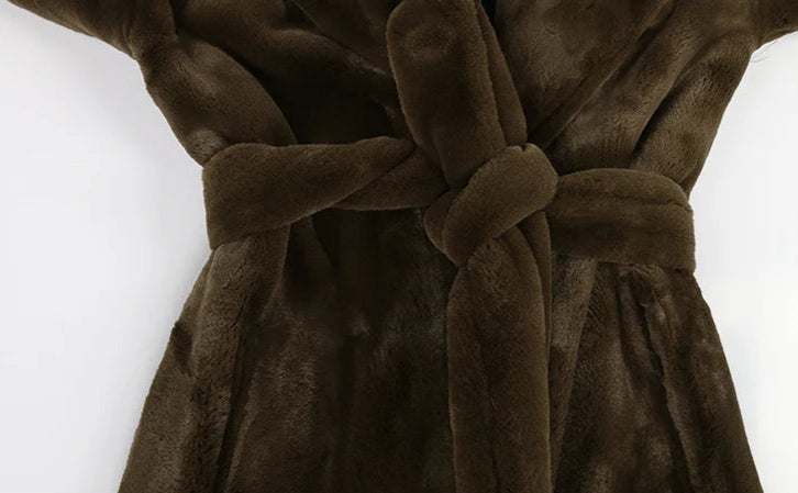 Women's Luxury Elegant Long Faux Sheared Mink Fur Coat