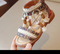 Girls Bohemian Princess Beach Beaded Sandals