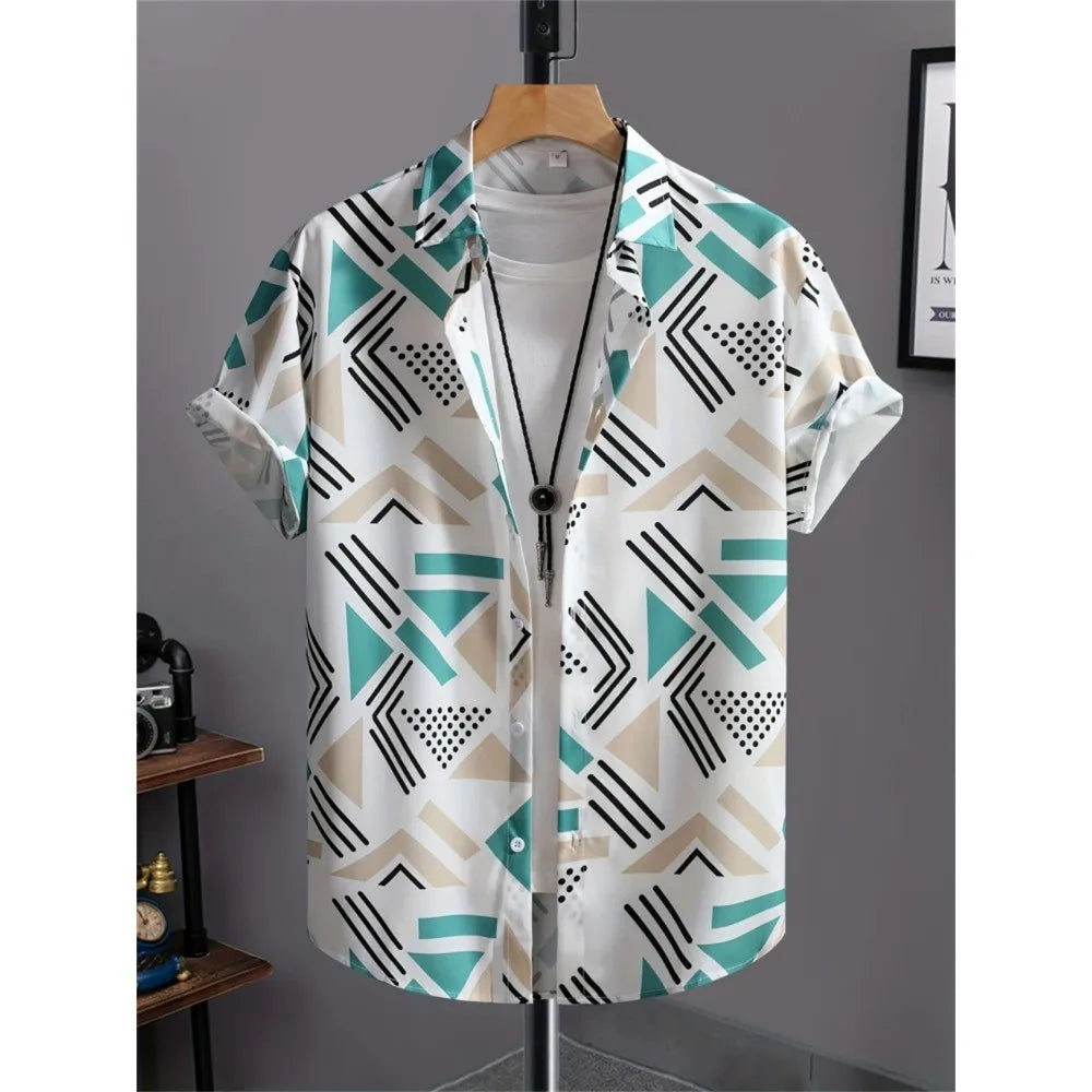 Men's Printed Retro Fashion Short Sleeved Shirt