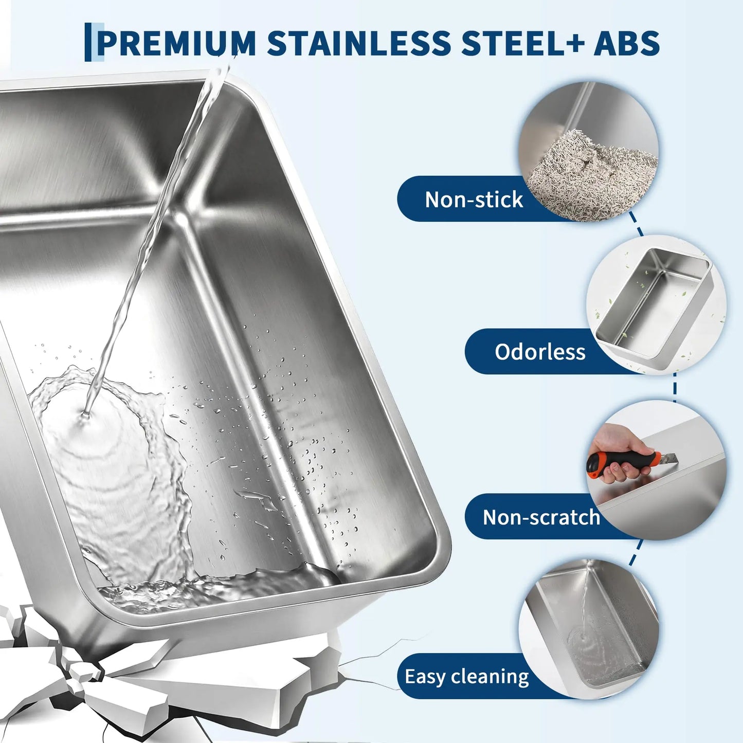 Enclosed Stainless Steel Litter Box With Lid Anti Leak Front Entry