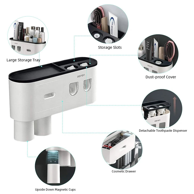 Toothbrush Holder Magnetic Adsorption Inverted Toothpaste Dispenser