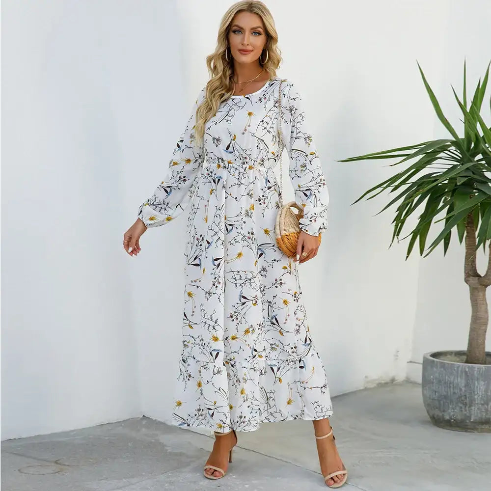 Women's Bohemian High Waist Beach Chiffon Long Dress