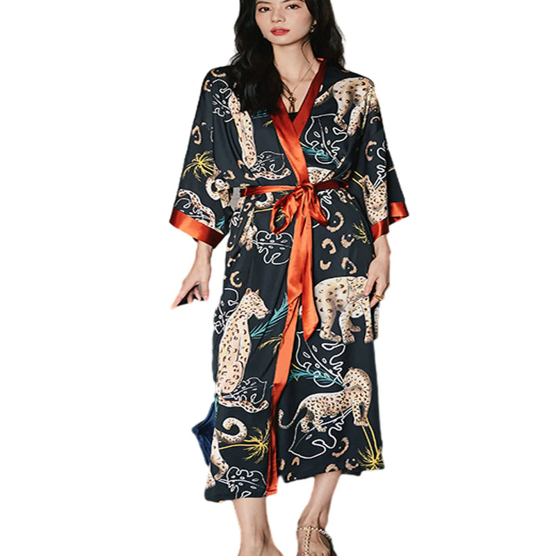 Women's Silk Satin Lightweight Soft Bathrobe Set