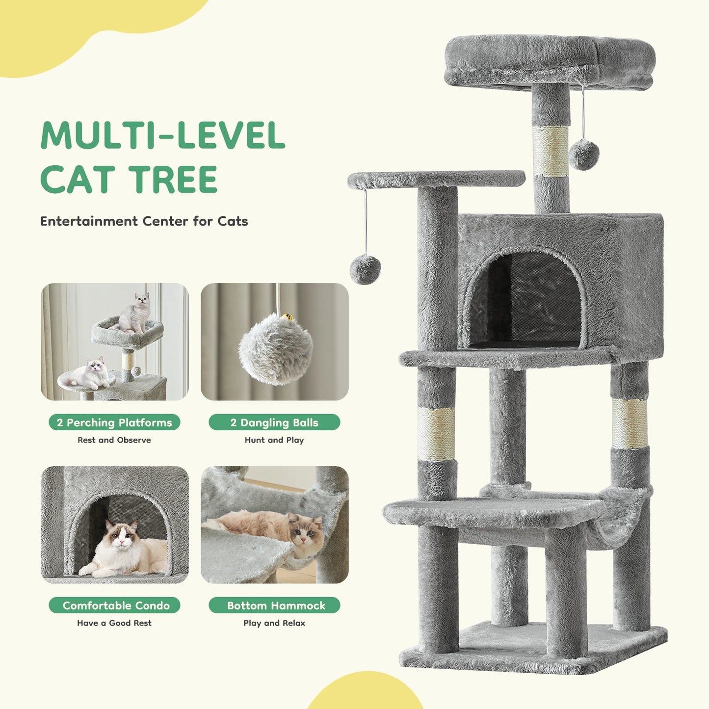 Cat Tree Tall Multi Cat Climbing Tower