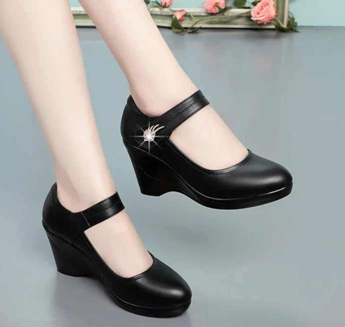 Women's Platform Wedge High Heel Shallow Shoes