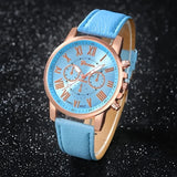 PU Leather Strap Zinc Alloy Case Quartz Watch Jewelry Set