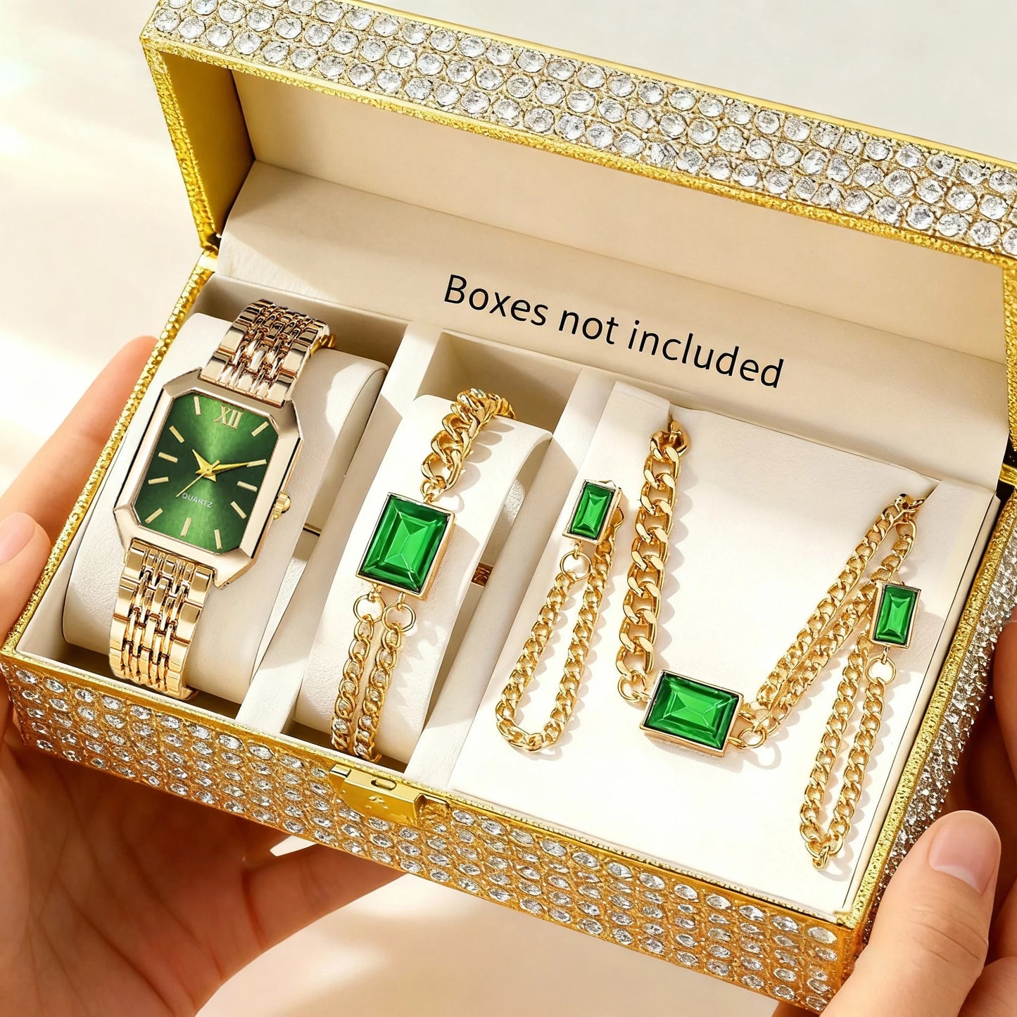 Women's 5PCS/Set Rectangle Fashion Quartz Wristwatch Jewelry Set