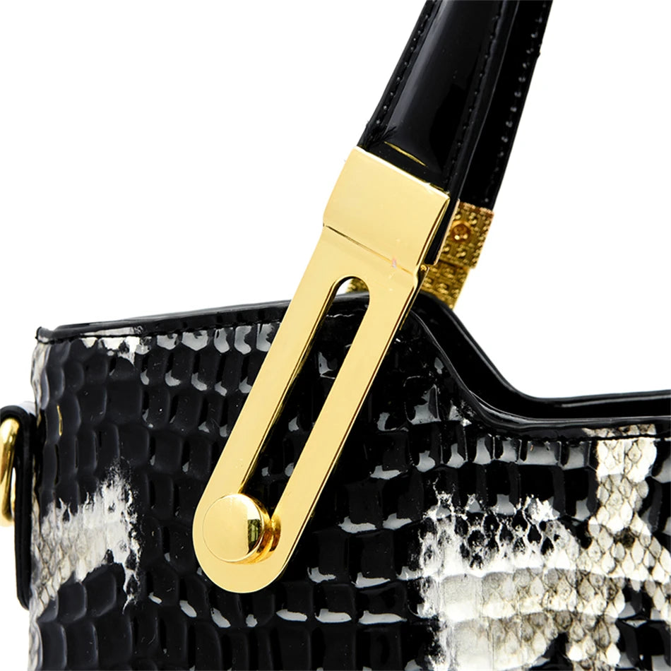 Women Python Pattern Luxury Party Handbag